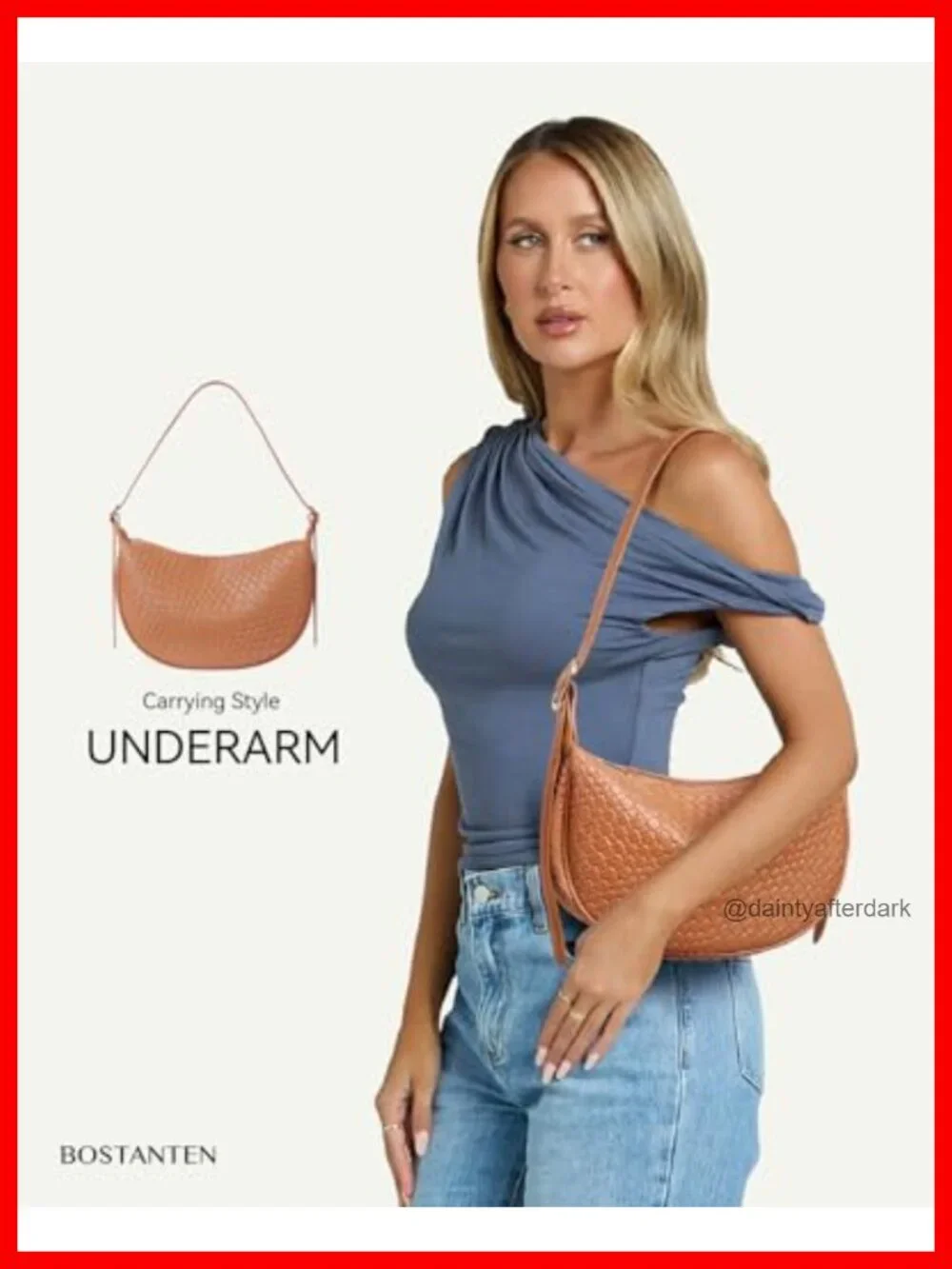 Crescent Crossbody Bag Vegan Leather Hobo Handbag Adjustable Strap
